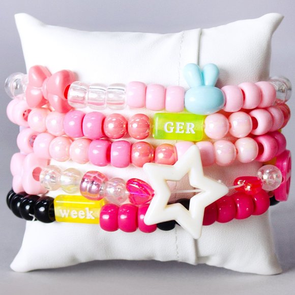 Festie Bestie 5PC Stacked Rave Kandi Bracelet - Picture 2 of 2